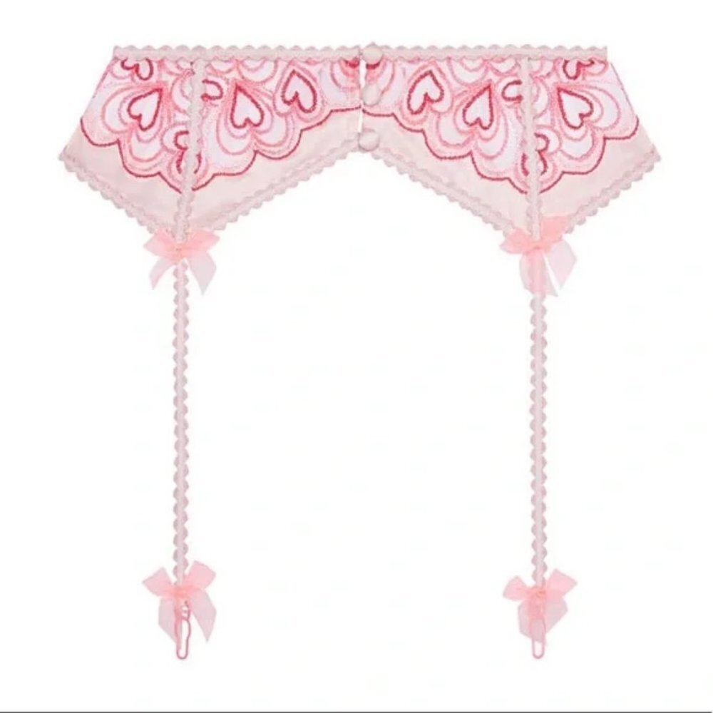 NWT For Love and Lemons Retro Heart Garter Belt Lingerie Pink Womens Size Medium - Picture 2 of 6